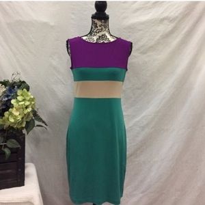 Donna Morgan Color Block Stretch Midi Dress